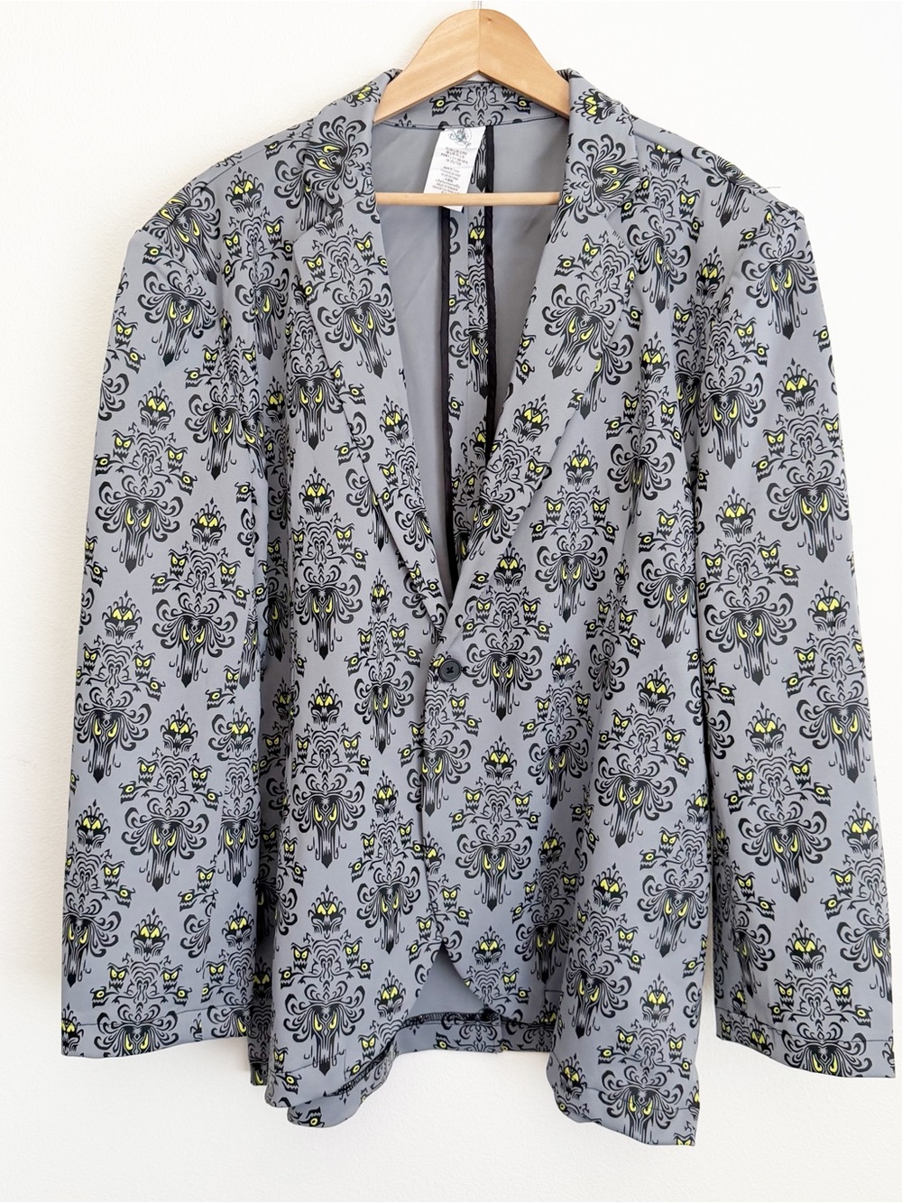NWT Disney Park Haunted Mansion Blazer Men Gray Jacket Glow AOP Halloween L/XL